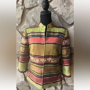 Joni B. Spring Jacket Medium Multicolored Zip Front‎ Long Sleeve Lined Excellent
